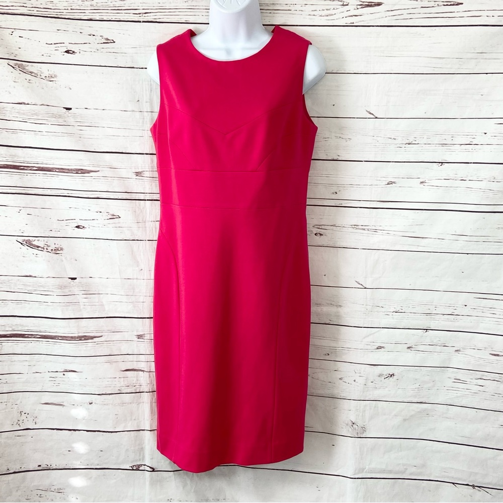 Carlisle Dress Womenโs 8 Pink Ponte Sleeveless Stretch Preppy Roundโ Neck